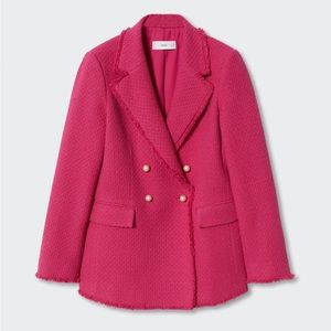 Mango tweed blazer in fuschia